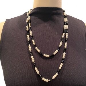 Elegant Black and White Beaded Necklace
